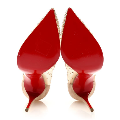 Christian Louboutin Suede Silk Crystal Strass Follies 100 Pumps 38 Light Silk 5 of 7