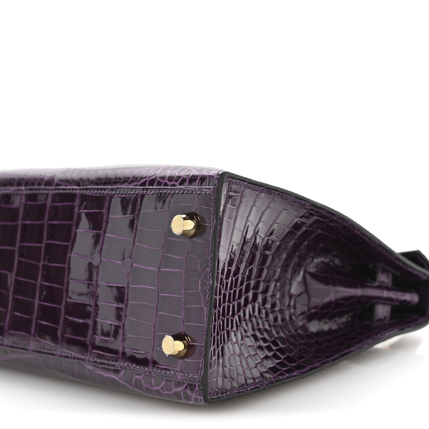 Hermes Shiny Porosus Crocodile Kelly Sellier 25 Amethyst 10 of 11