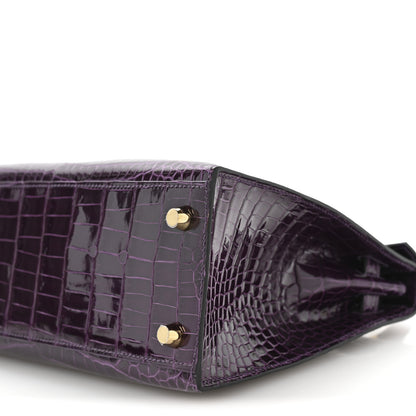 Hermes Shiny Porosus Crocodile Kelly Sellier 25 Amethyst 10 of 11