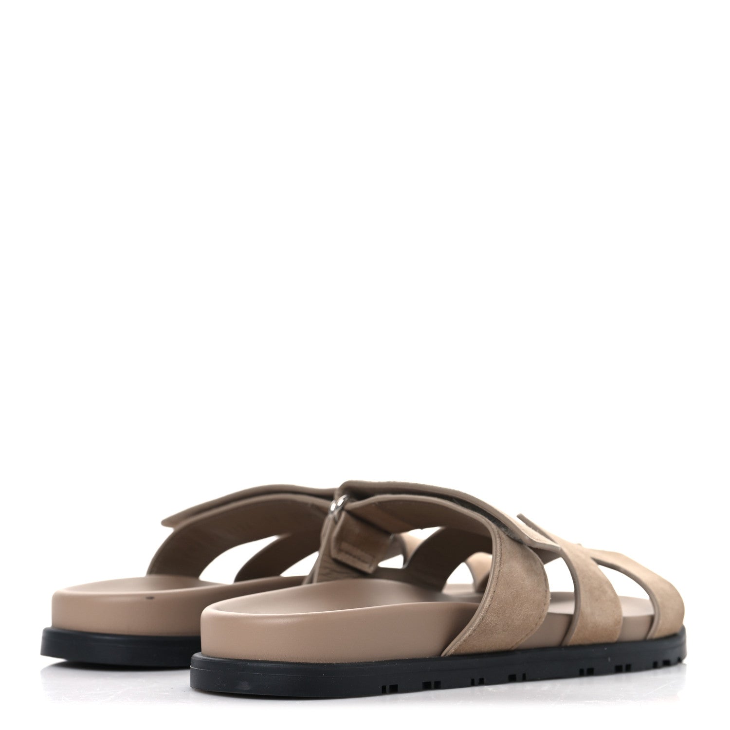 Hermes Suede Goatskin Womens Chypre Sandals 37 Beige Argile 5 of 9