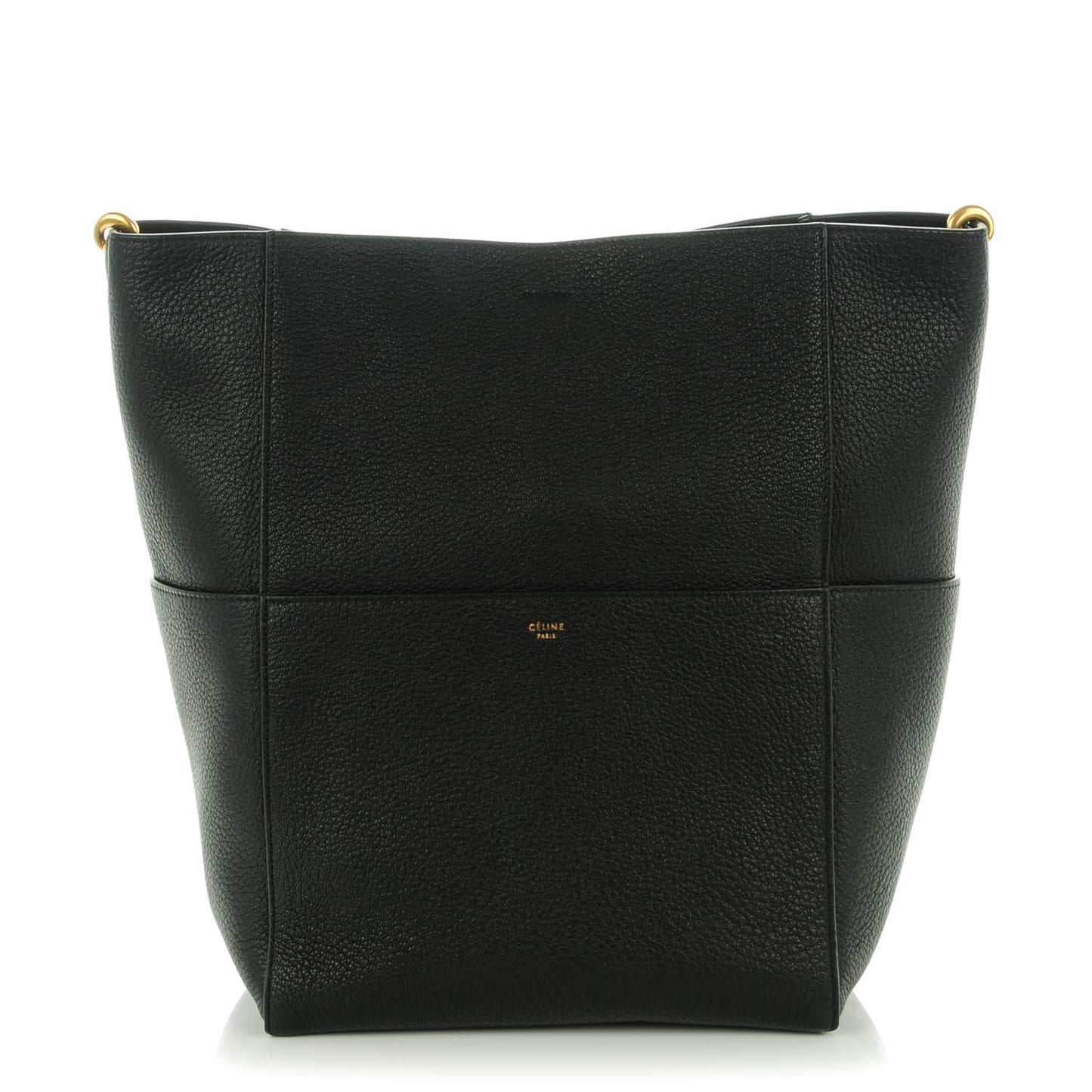 Goatskin Sangle Bucket Bag Black