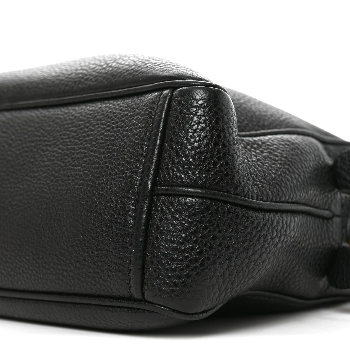 Vitello Daino Medium Double Zip Shoulder Bag Black