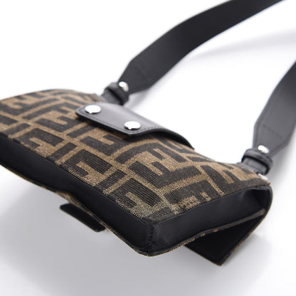 Fendi Recycled Fabric Jacquard Vitello Grace FF 1974 Baguette Belt Pouch Tobacco Moro Black 5 of 10
