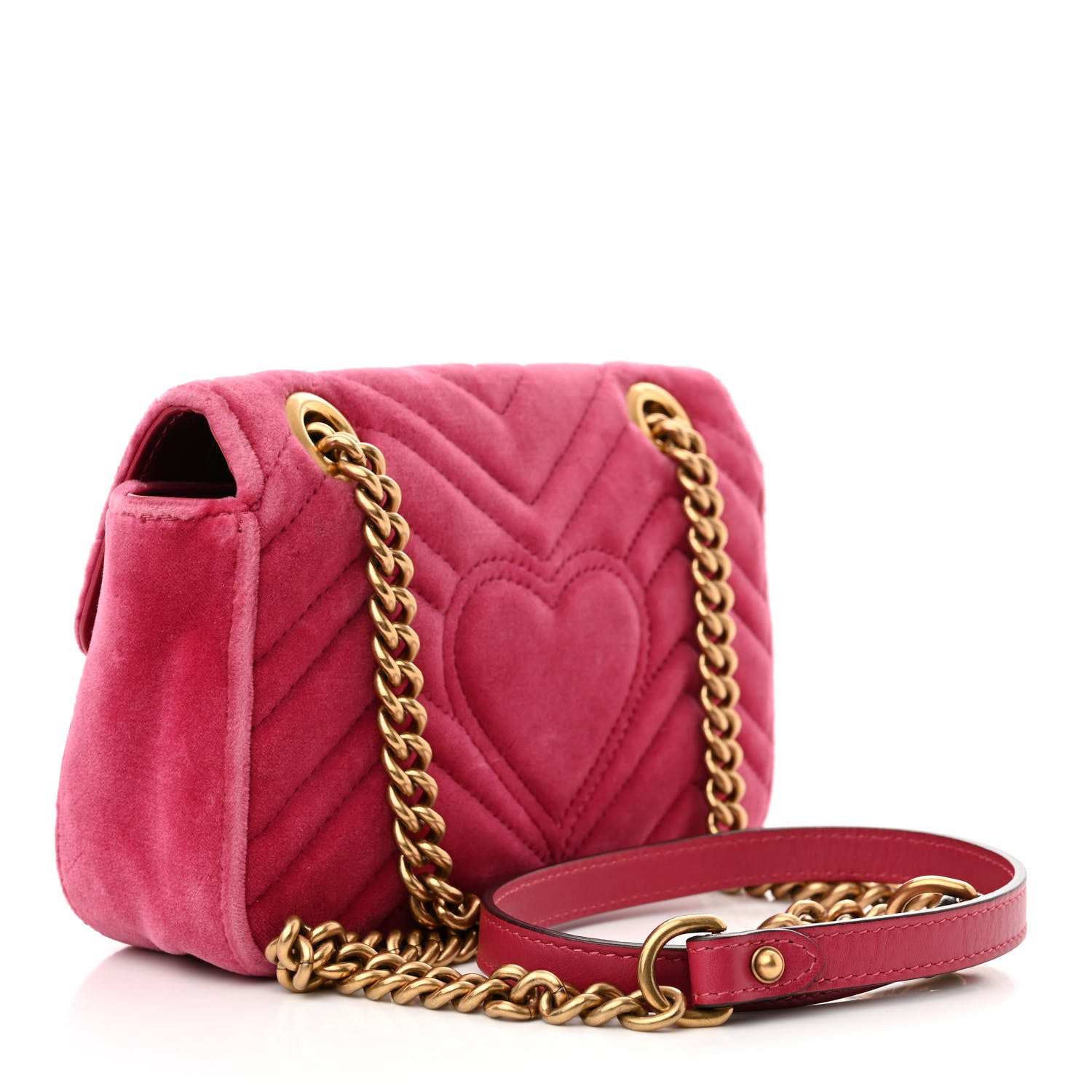 Gucci Velvet Matelasse Mini GG Marmont Shoulder Bag Light Raspberry Rose 2 of 10