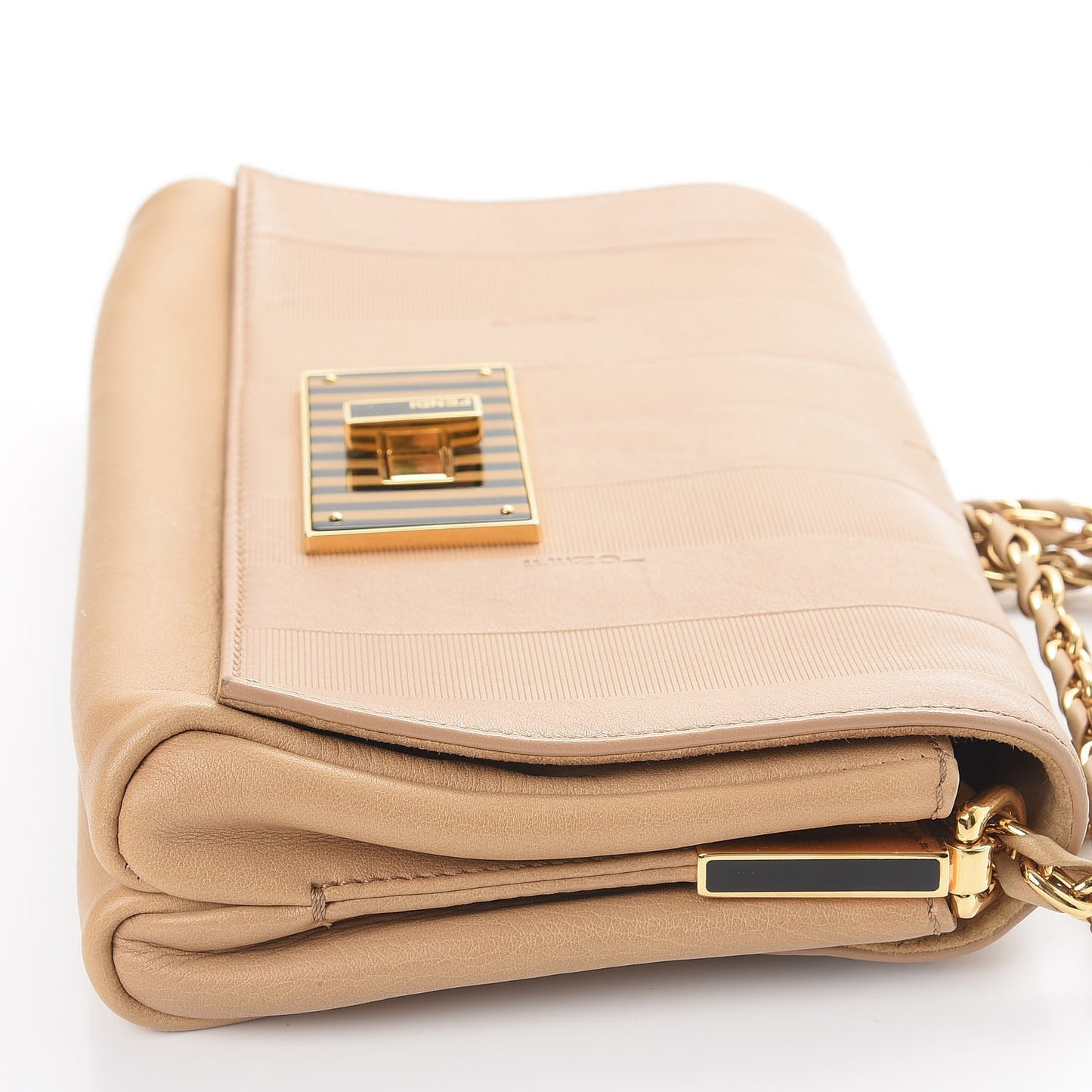 Calfskin Paris Pequin Small Shoulder Bag Beige