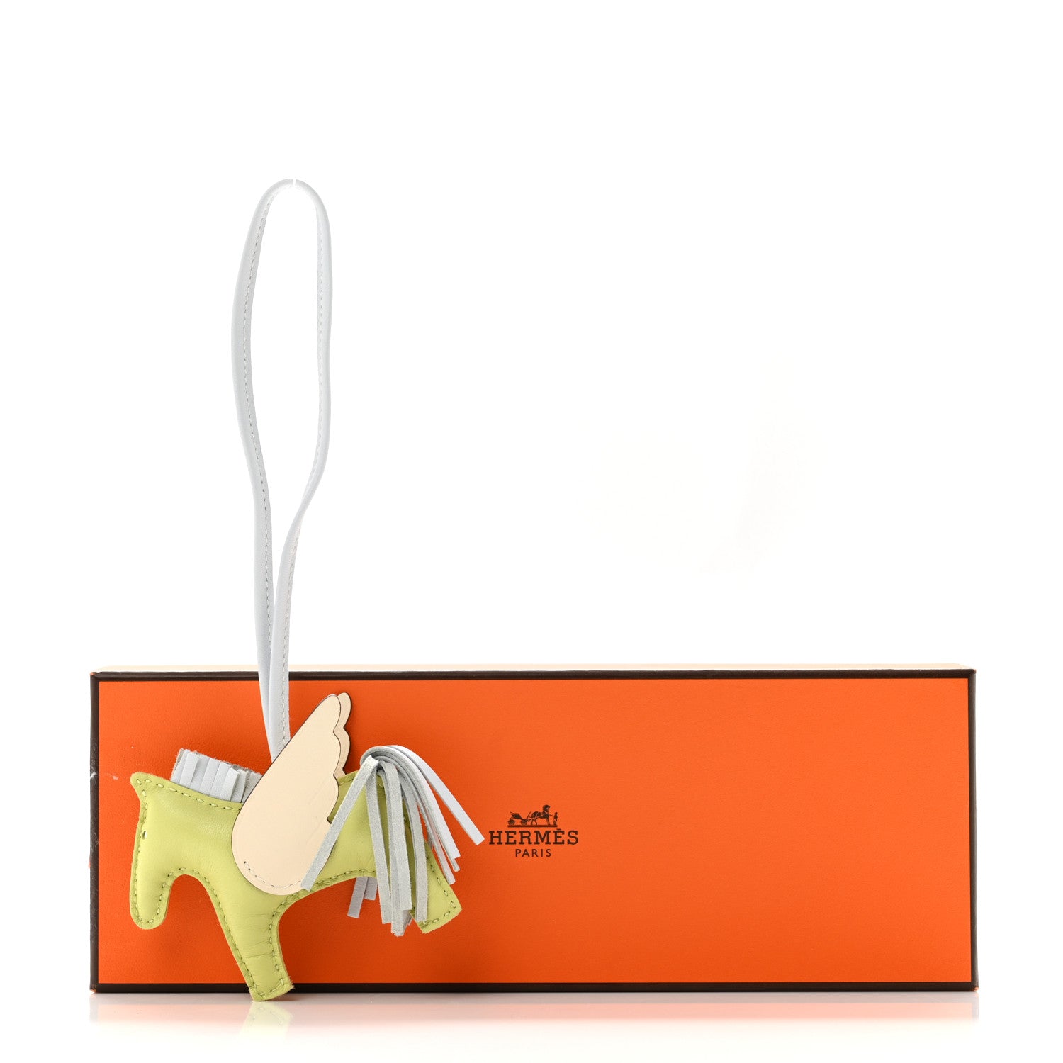Hermes Milo Lambskin Grigri Rodeo Pegase Horse Bag Charm PM Jaune Bourgeon Bleu Brume Nata 6 of 6