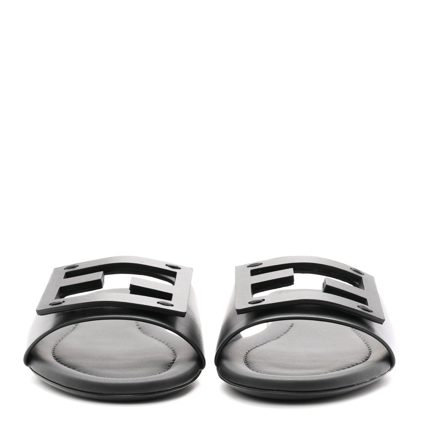 Vitello Cuoio Baguette Flat Slide Sandals 37 Black