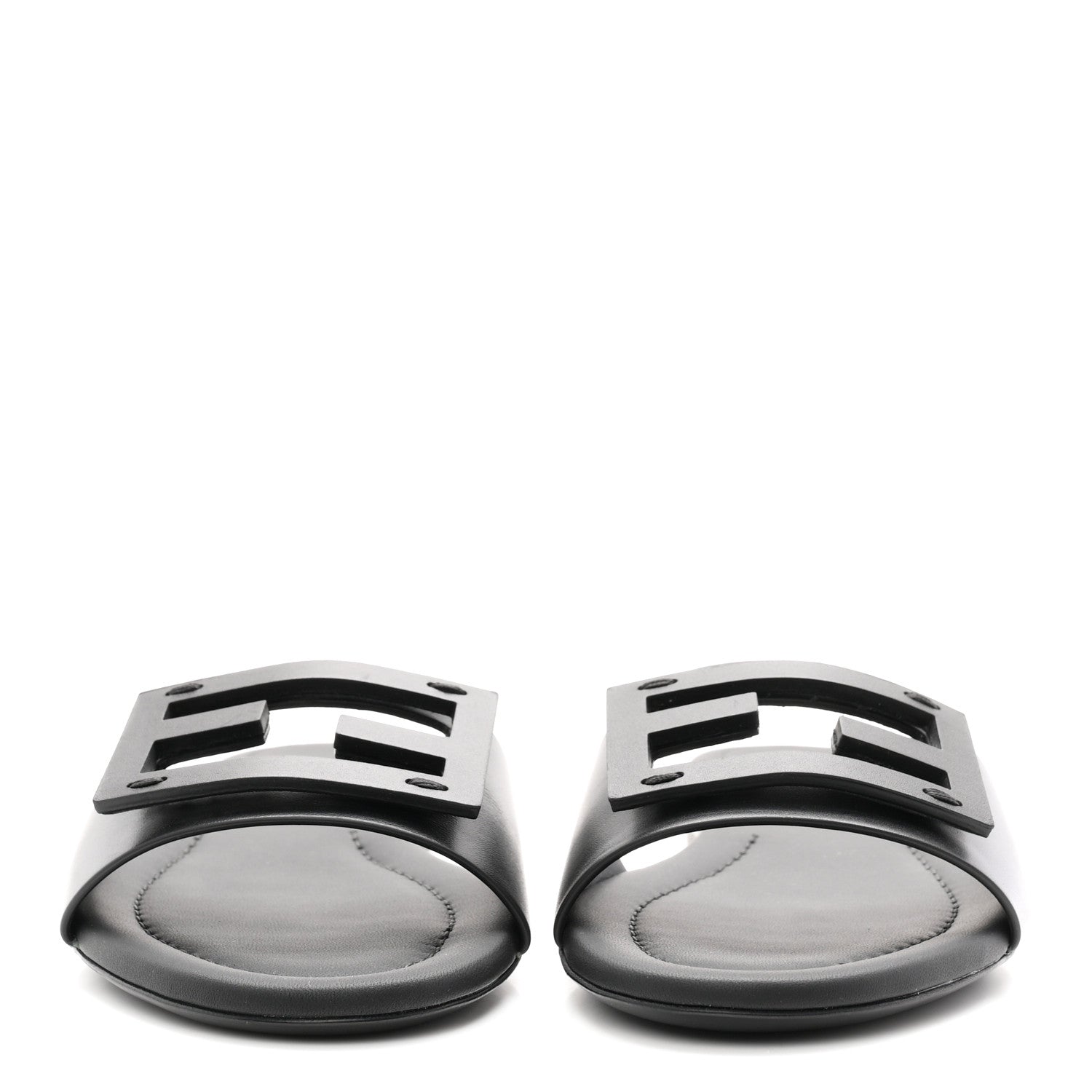 Fendi Vitello Cuoio Baguette Flat Slide Sandals 37 Black 3 of 9