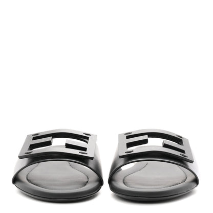 Fendi Vitello Cuoio Baguette Flat Slide Sandals 37 Black 3 of 9