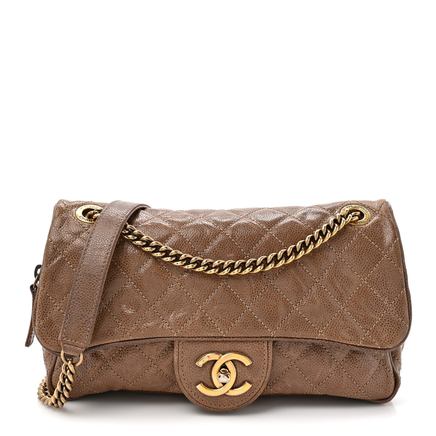 Caviar Quilted Medium Easy Flap Brown
