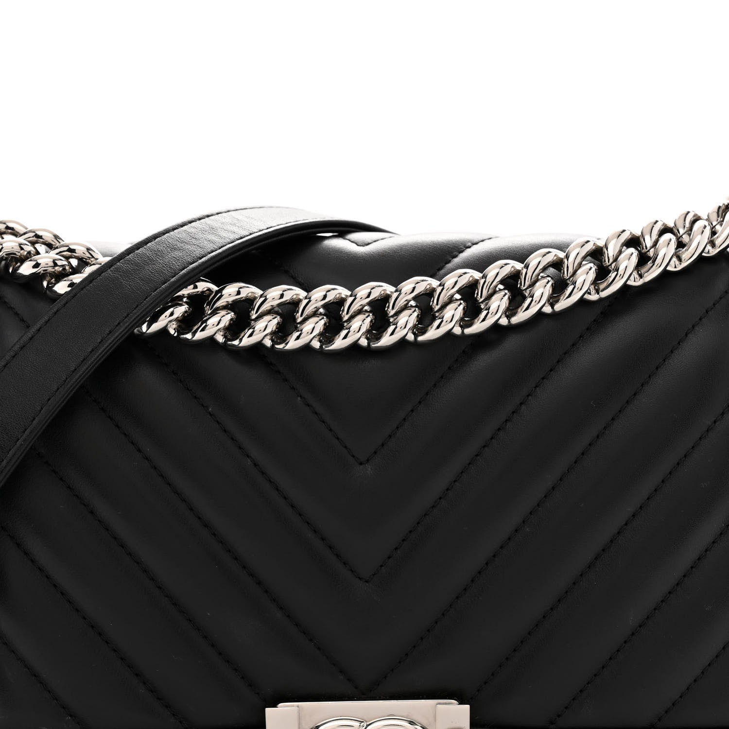 Chanel Lambskin Chevron Quilted Medium Boy Flap Black 8 of 11