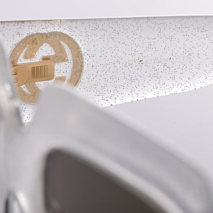 Gucci Glitter Acetate Square Frame Sunglasses GG 0053/S Silver 6 of 7