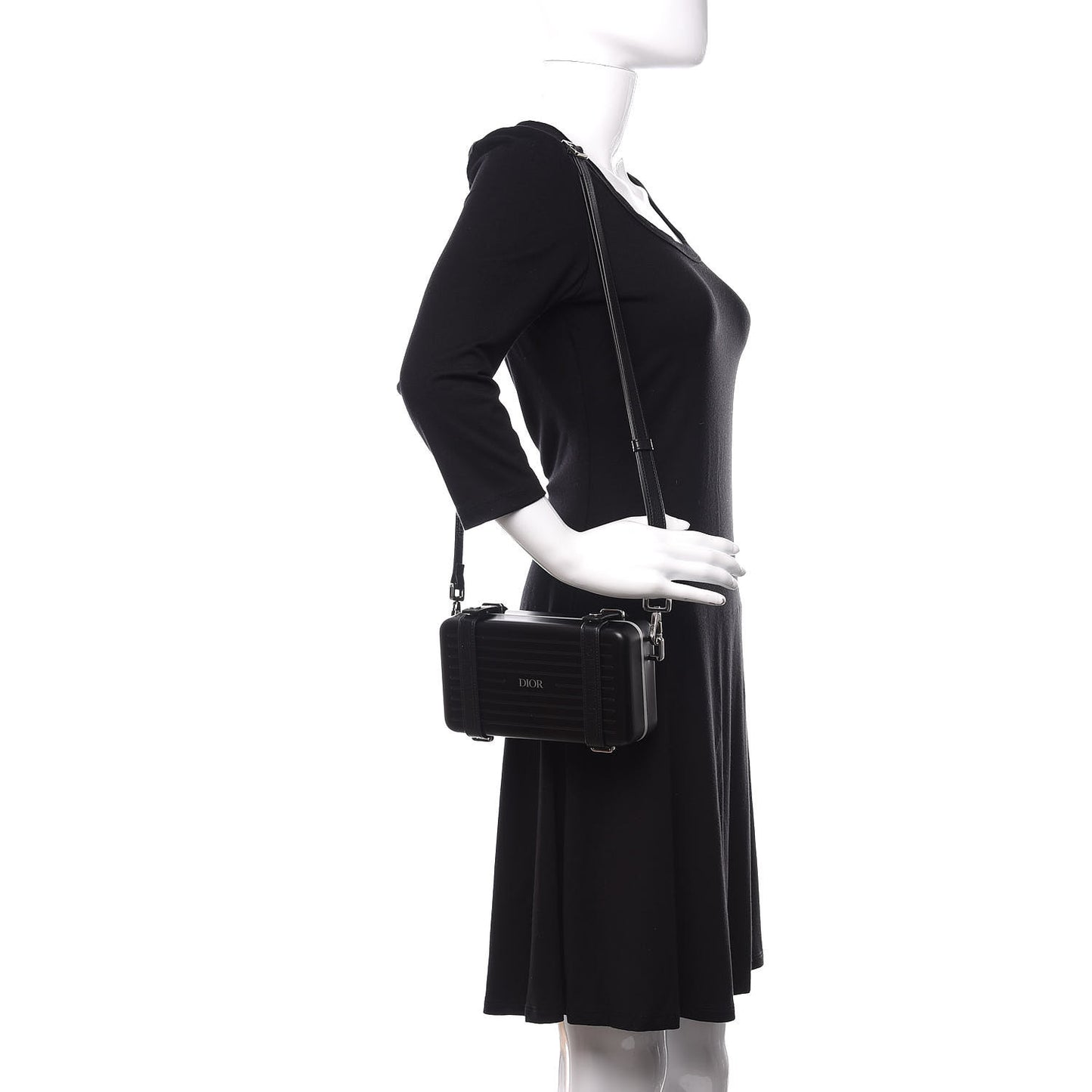 X RIMOWA Aluminum Personal Clutch On Strap Black