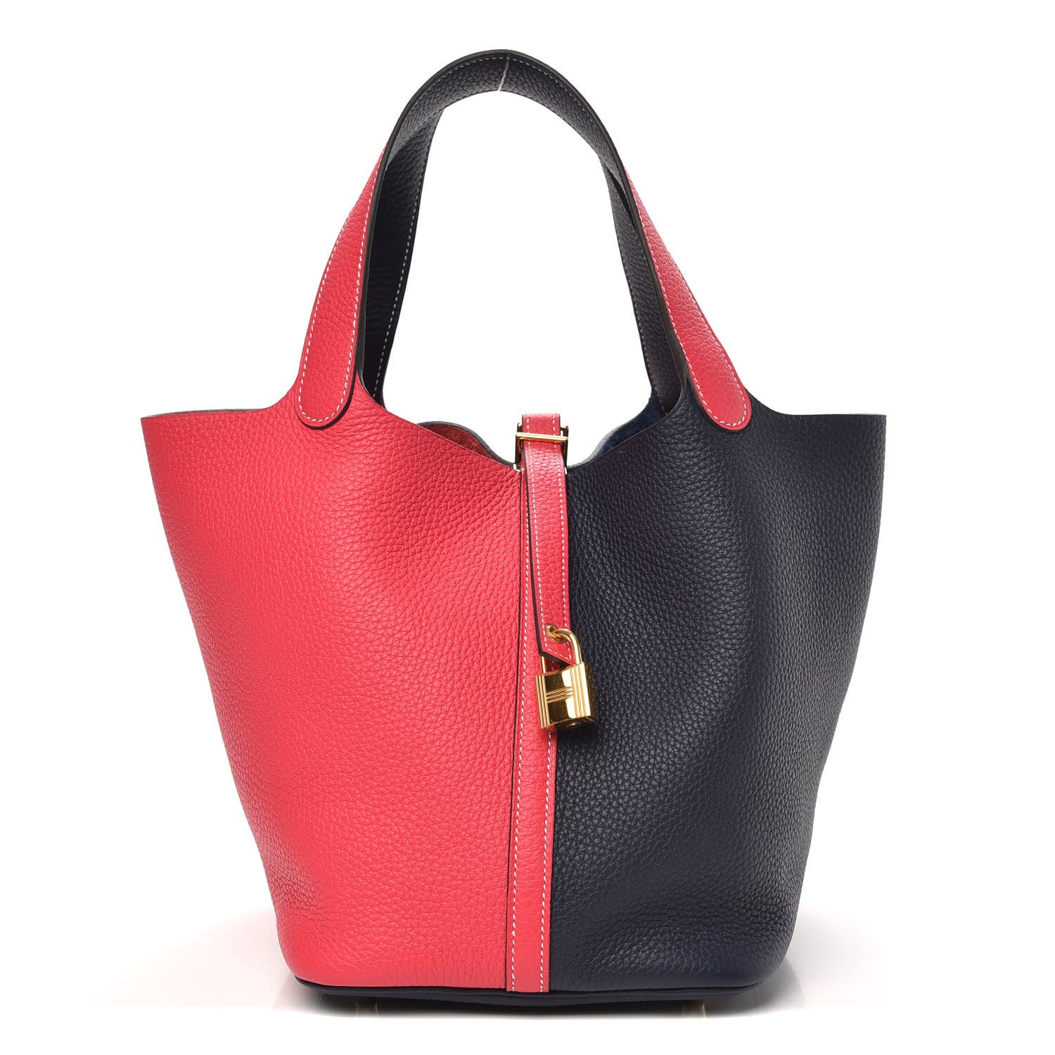 Hermes Taurillon Clemence Casaque Picotin Lock 22 MM Rose Extreme Bleu Nuit 1 of 8