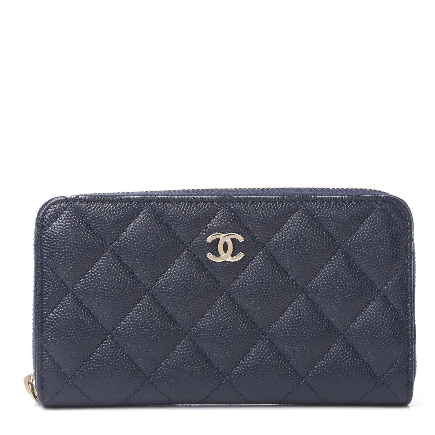 Chanel Caviar Quilted Small Zip Around Wallet Navy 1 of 11
