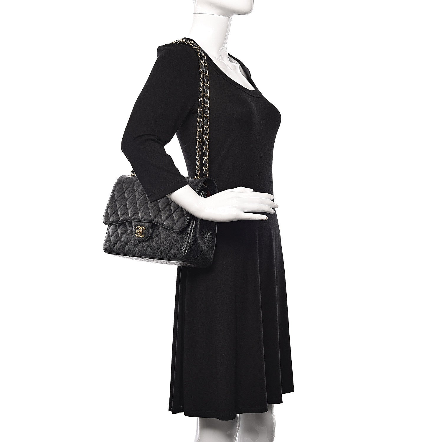 Chanel Caviar Quilted Jumbo Double Flap Black 2 of 17