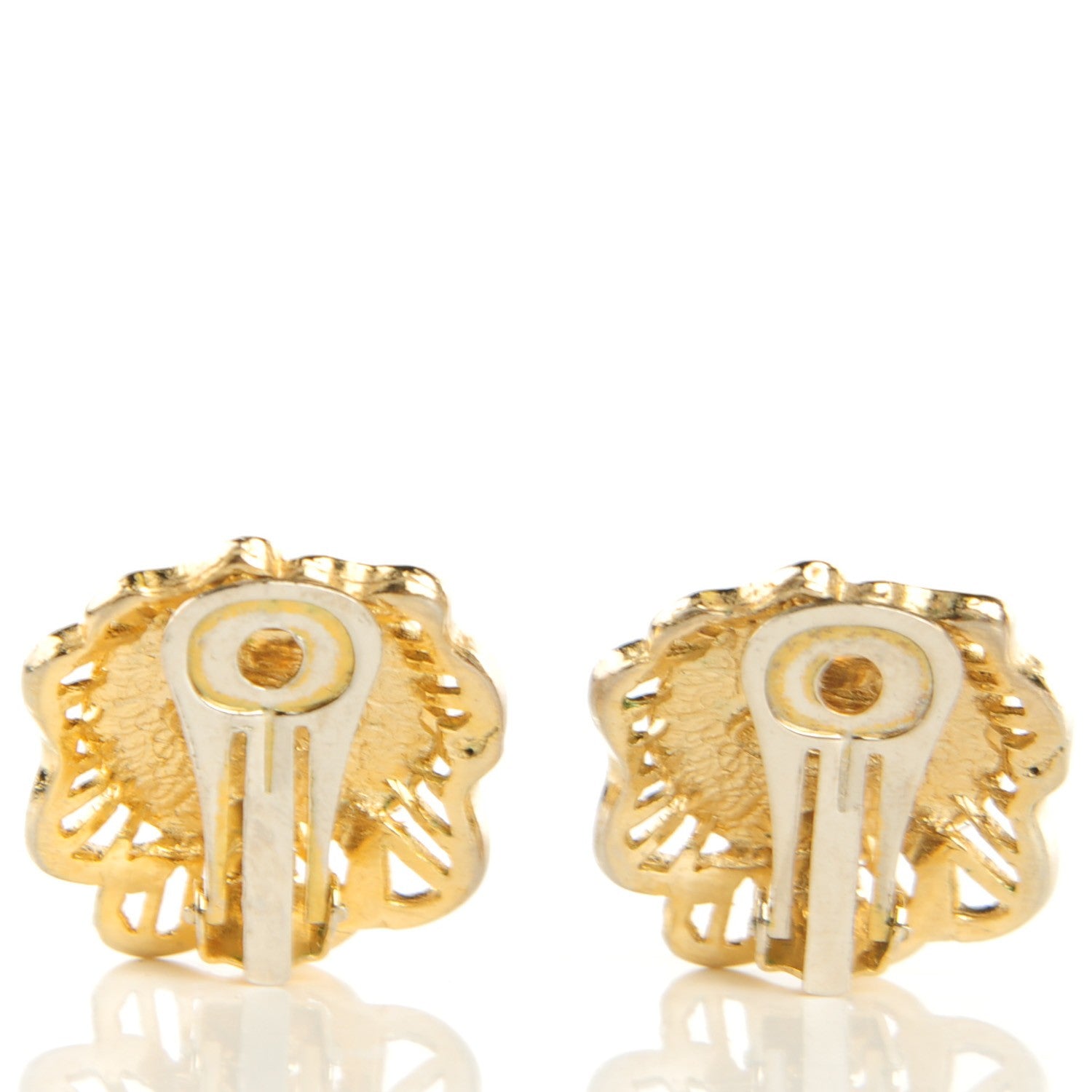 Chanel CC Clip On Earrings Gold Black 3 of 5