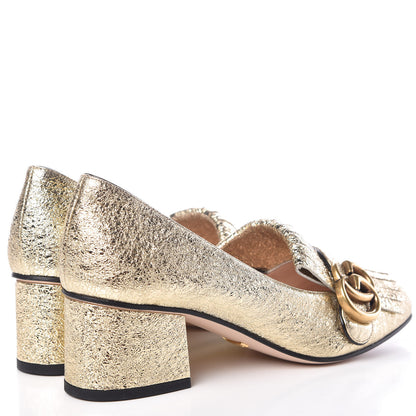 Gucci Galassia GG Marmont Fringe 50mm Loafer Pumps 35.5 Platino 4 of 9