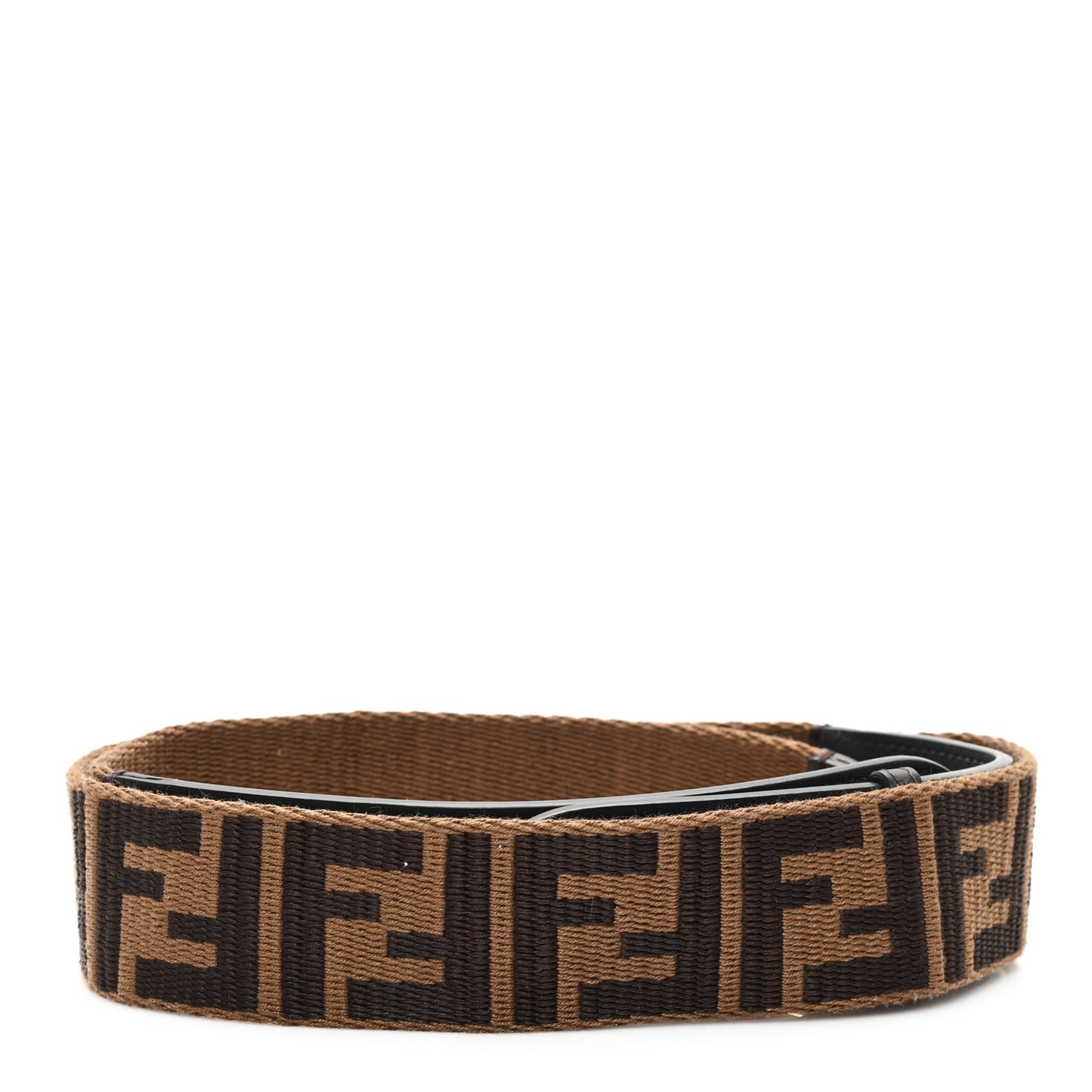 Ribbon Vitello Century FF 1974 Flat Studded Strap You Fango Marrone Ebano