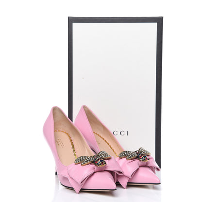 Gucci Nappa Queen Margaret Bow Mid Heel Pumps 37.5 Sugar Pink 11 of 12