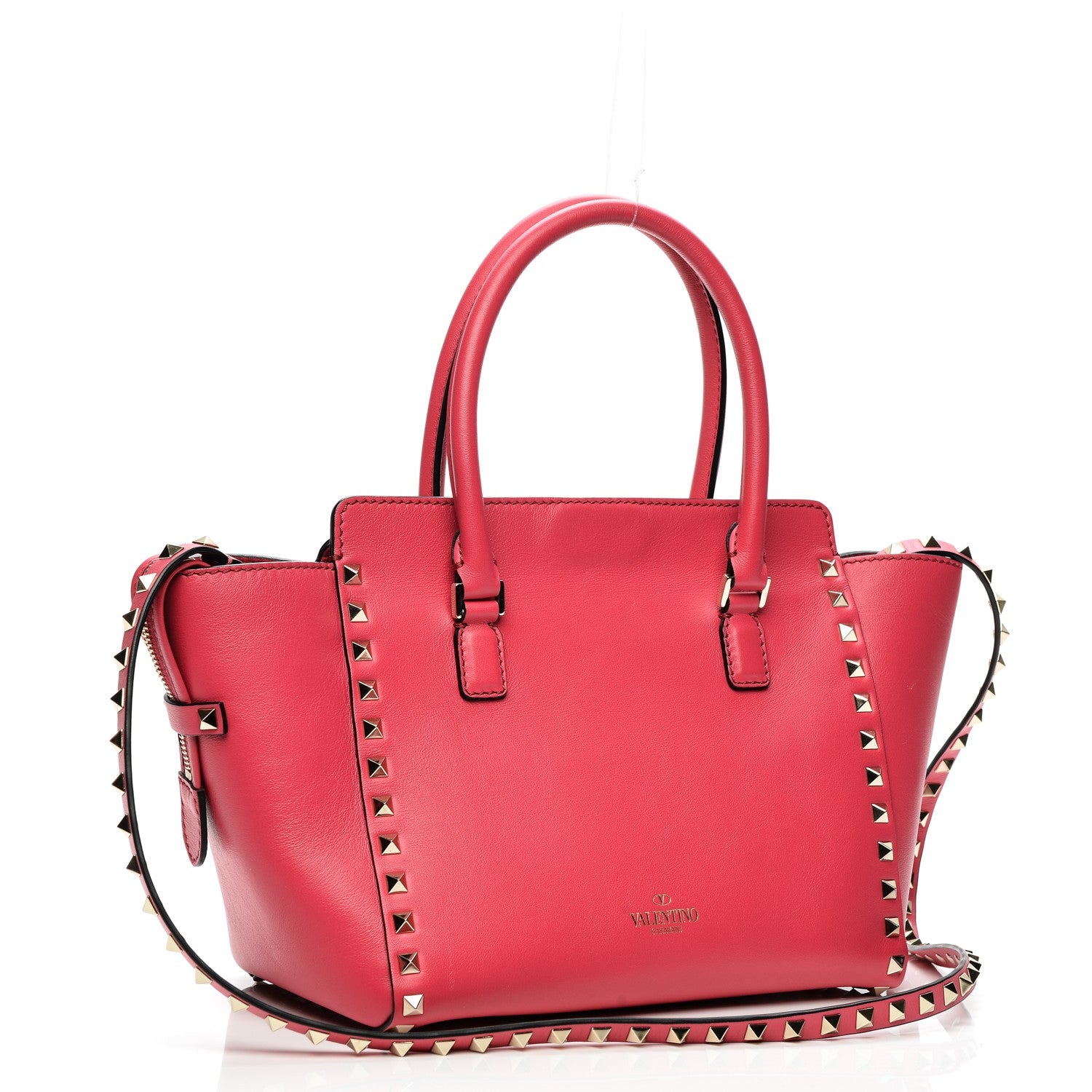 Valentino Garavani Vitello Small Rockstud Double Handle Tote Deep Fuxia 3 of 6