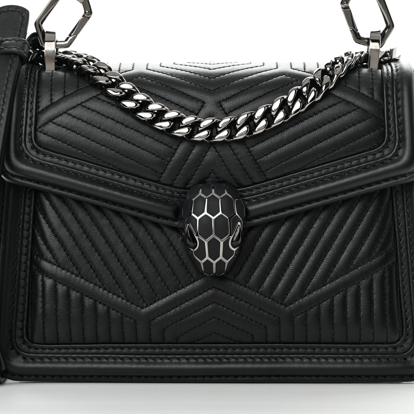 Quilted Nappa Smooth Calfskin Serpenti Forever Diamond Blast Shoulder Bag Black