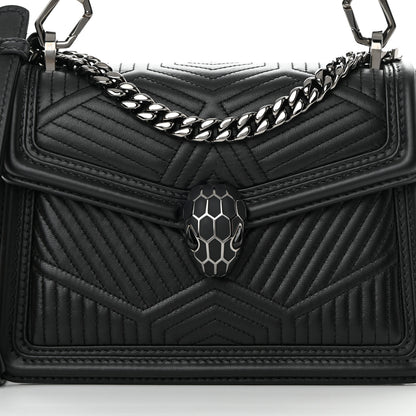 Bulgari Quilted Nappa Smooth Calfskin Serpenti Forever Diamond Blast Shoulder Bag Black 7 of 13