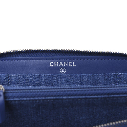 Chanel Denim Quilted Medium Zip Wallet Blue 6 of 9