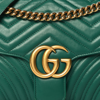 Gucci Calfskin Matelasse Small GG Marmont Shoulder Bag Emerald Green 8 of 16