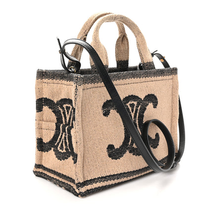 Celine Canvas Calfskin Small Cabas Thais Beige Black 3 of 9