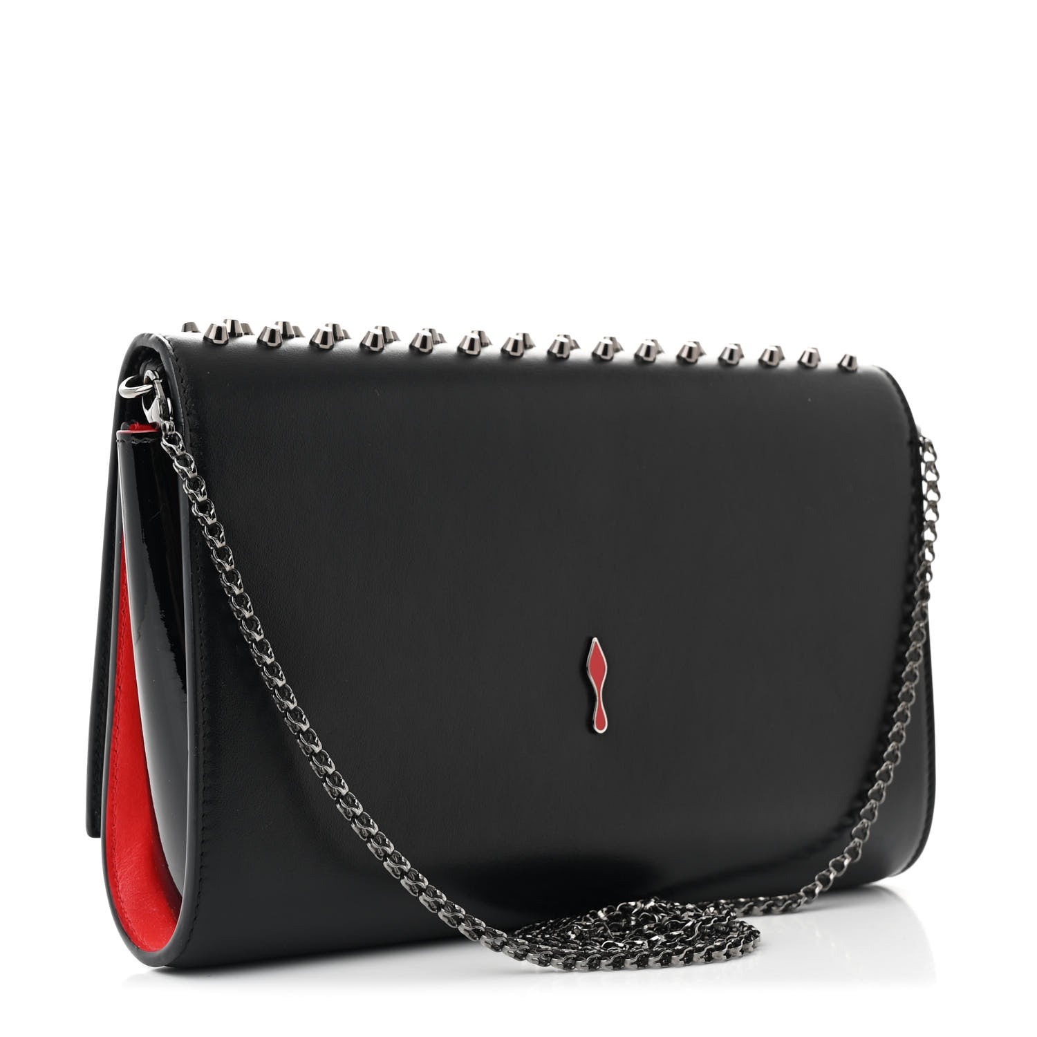 Christian Louboutin Calfskin Spikes Paloma Clutch Black 3 of 11