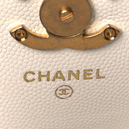 Chanel Caviar Quilted Bracelet On Chain Clutch White 6 of 8