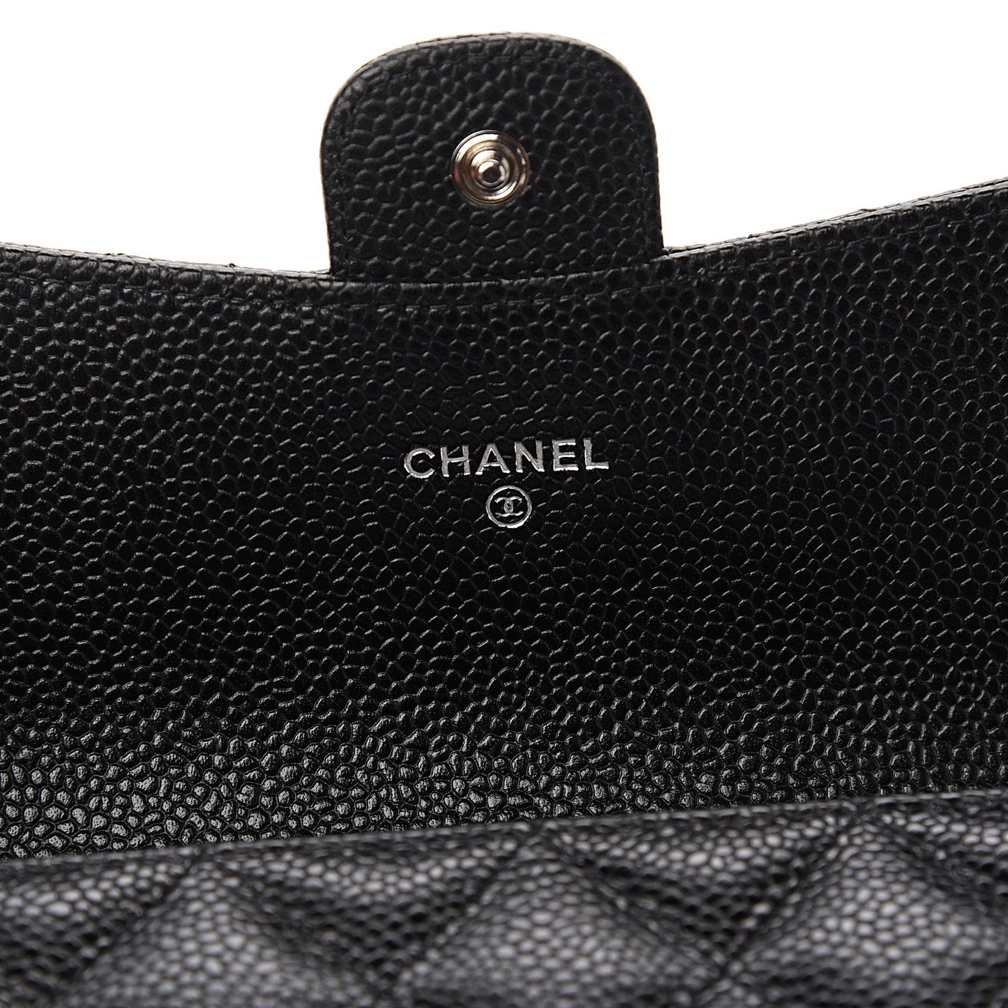 Caviar Quilted Large Gusset Flap Wallet Black