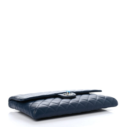 Chanel Lambskin Quilted Clutch Flap Blue 3 of 6