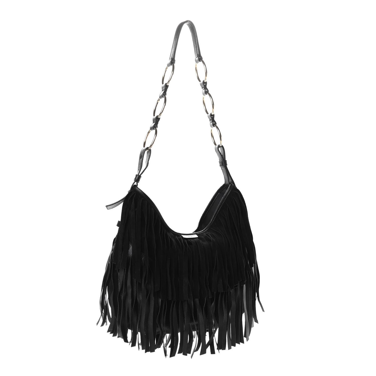 Saint Laurent Suede Boheme Fringe Hobo Black 3 of 11