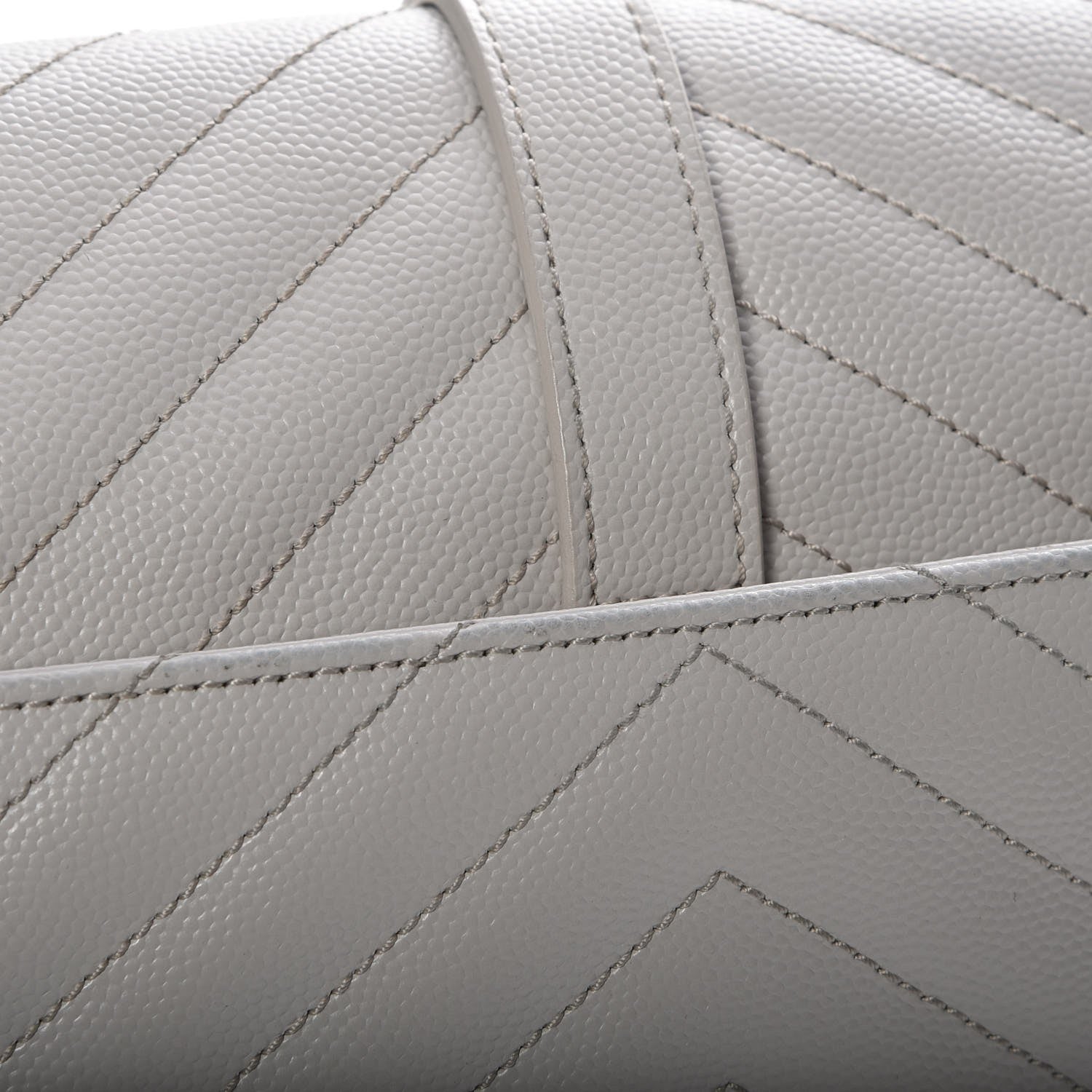 Saint Laurent Grain De Poudre Matelasse Chevron Large Monogram Satchel Light Grey 6 of 10