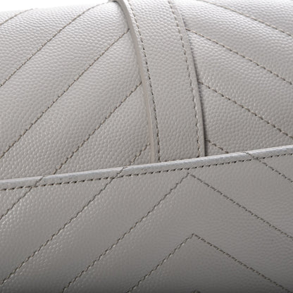 Saint Laurent Grain De Poudre Matelasse Chevron Large Monogram Satchel Light Grey 6 of 10