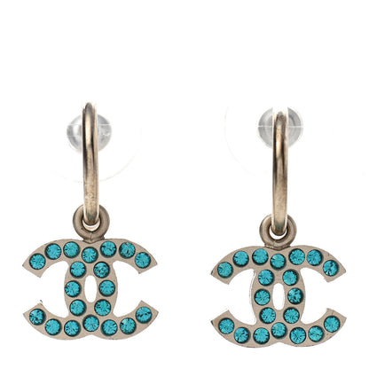 Chanel Crystal CC Drop Earrings Blue 1 of 5