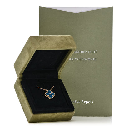 Van Cleef & Arpels 18K Yellow Gold Diamond Celestial Blue Sevres Porcelain Vintage Alhambra Pendant Necklace 6 of 6
