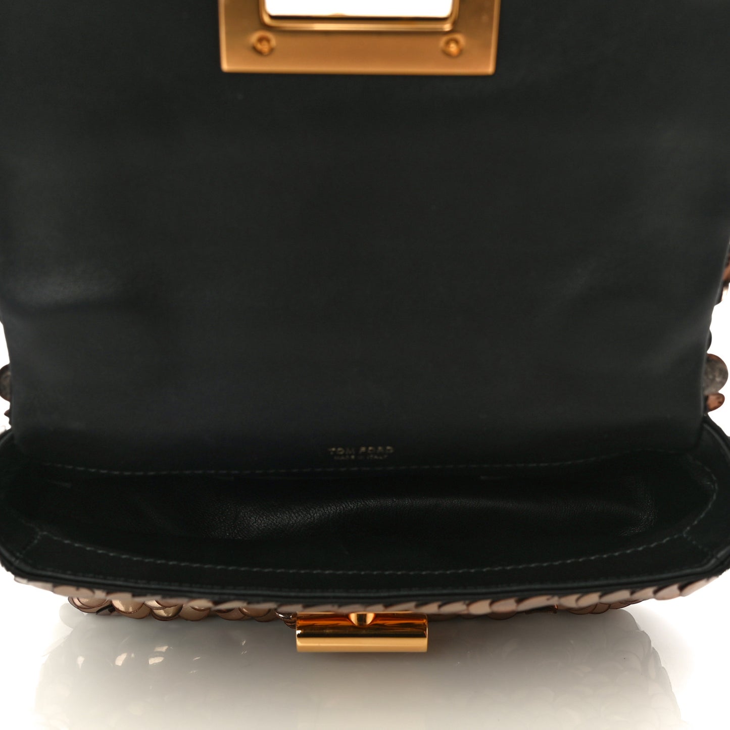 Paillette Embellished Large Natalia Chain Bag Vintage Gold Black