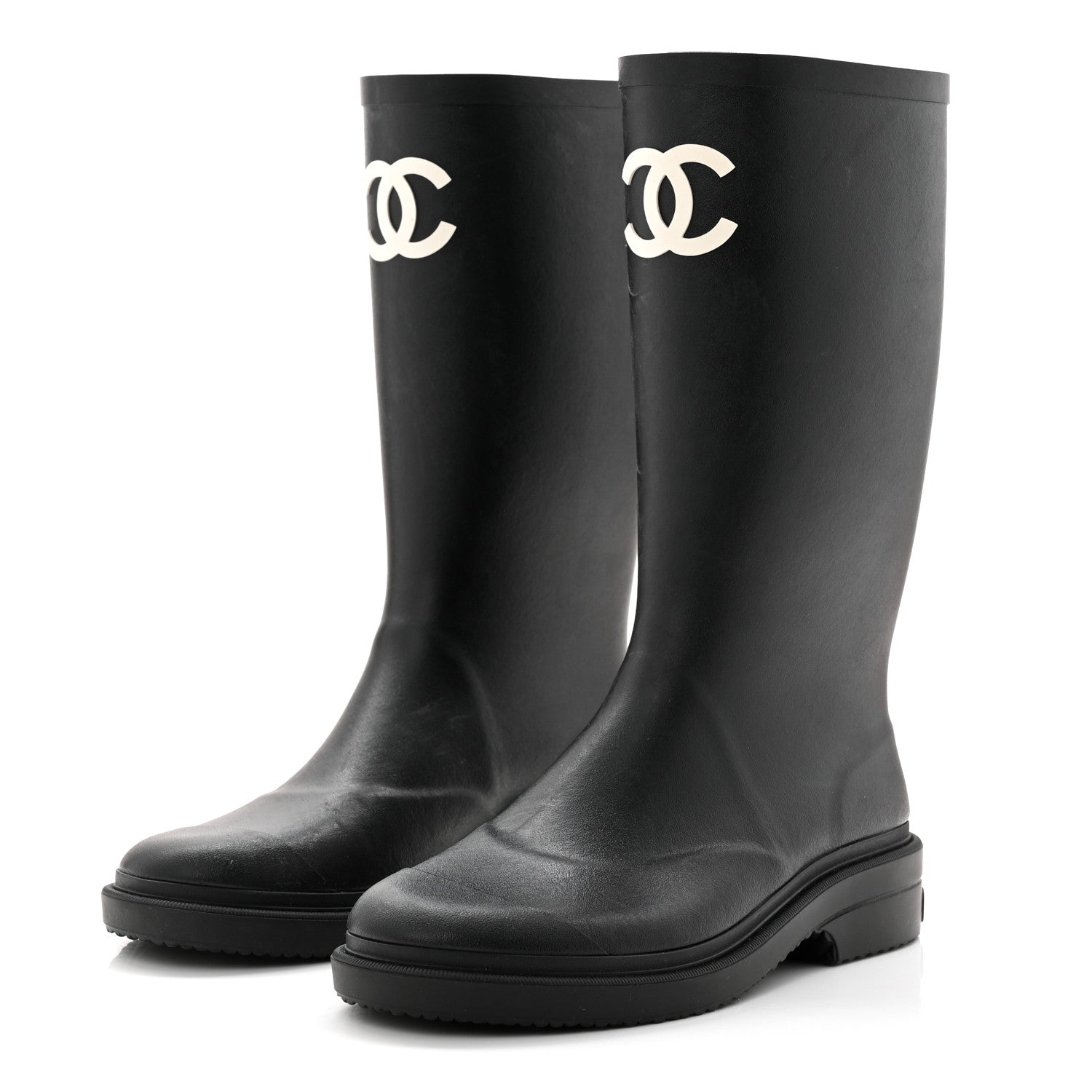 Chanel Caoutchouk CC High Boots 38 Black 3 of 8