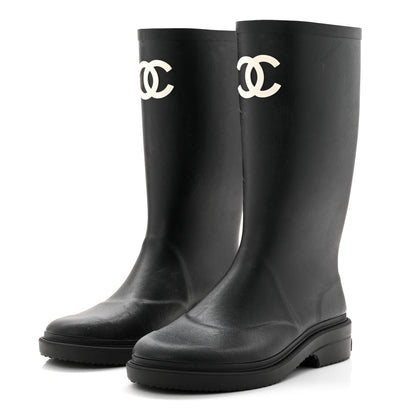 Chanel Caoutchouk CC High Boots 38 Black 3 of 8