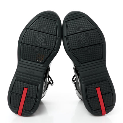Prada Patent Technical Fabric Mens America's Cup High Top Sneakers 8.5 Black 6 of 10