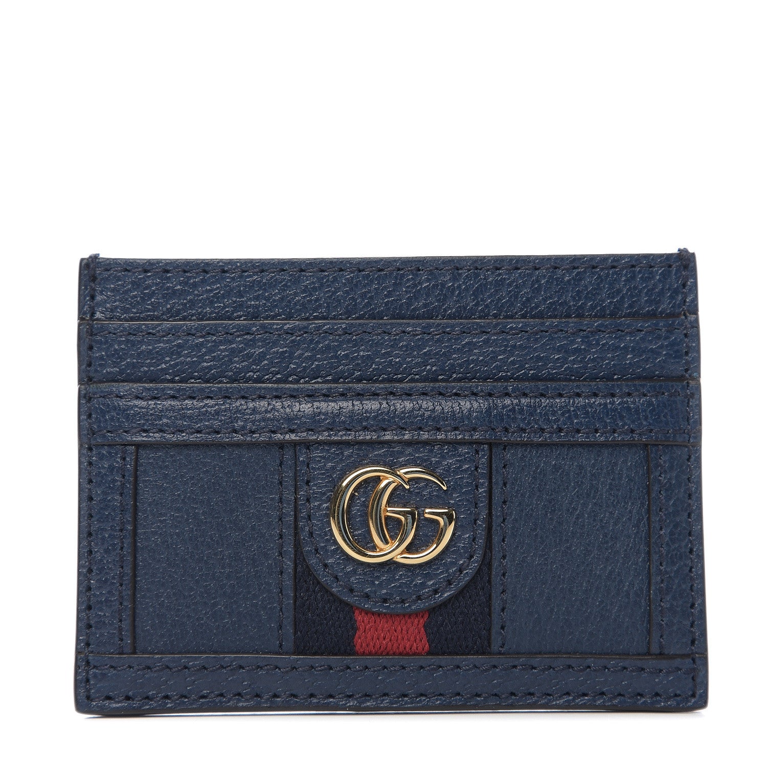 Gucci Textured Calfskin Ophidia Card Holder Blue Agata 1 of 6