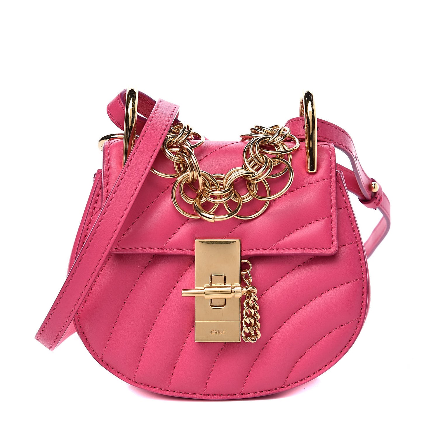 Calfskin Quilted Nano Drew Bijou Shoulder Bag Fuchsia Rose