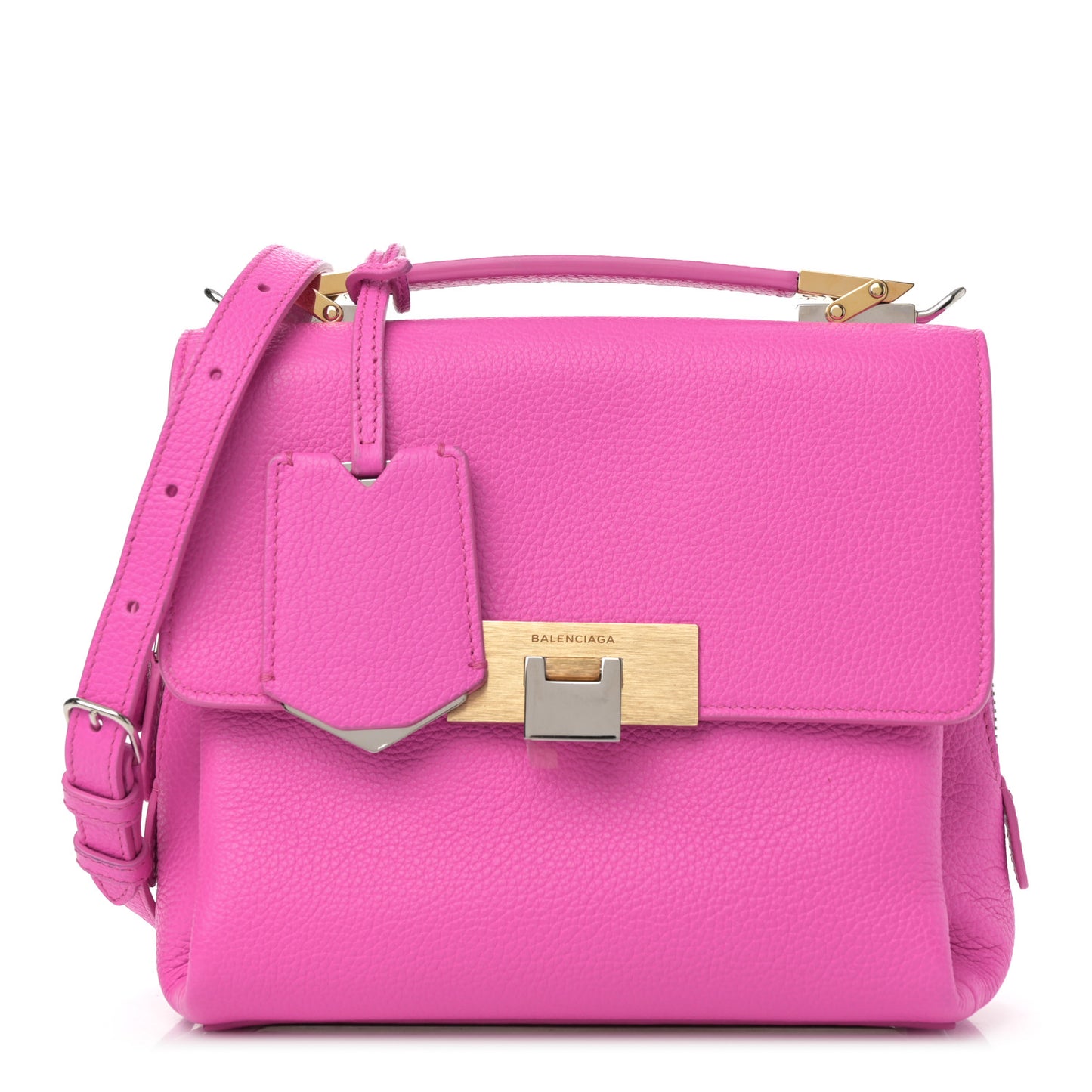 Grained Calfskin Le Dix Mini Soft Cartable Rose Fluo
