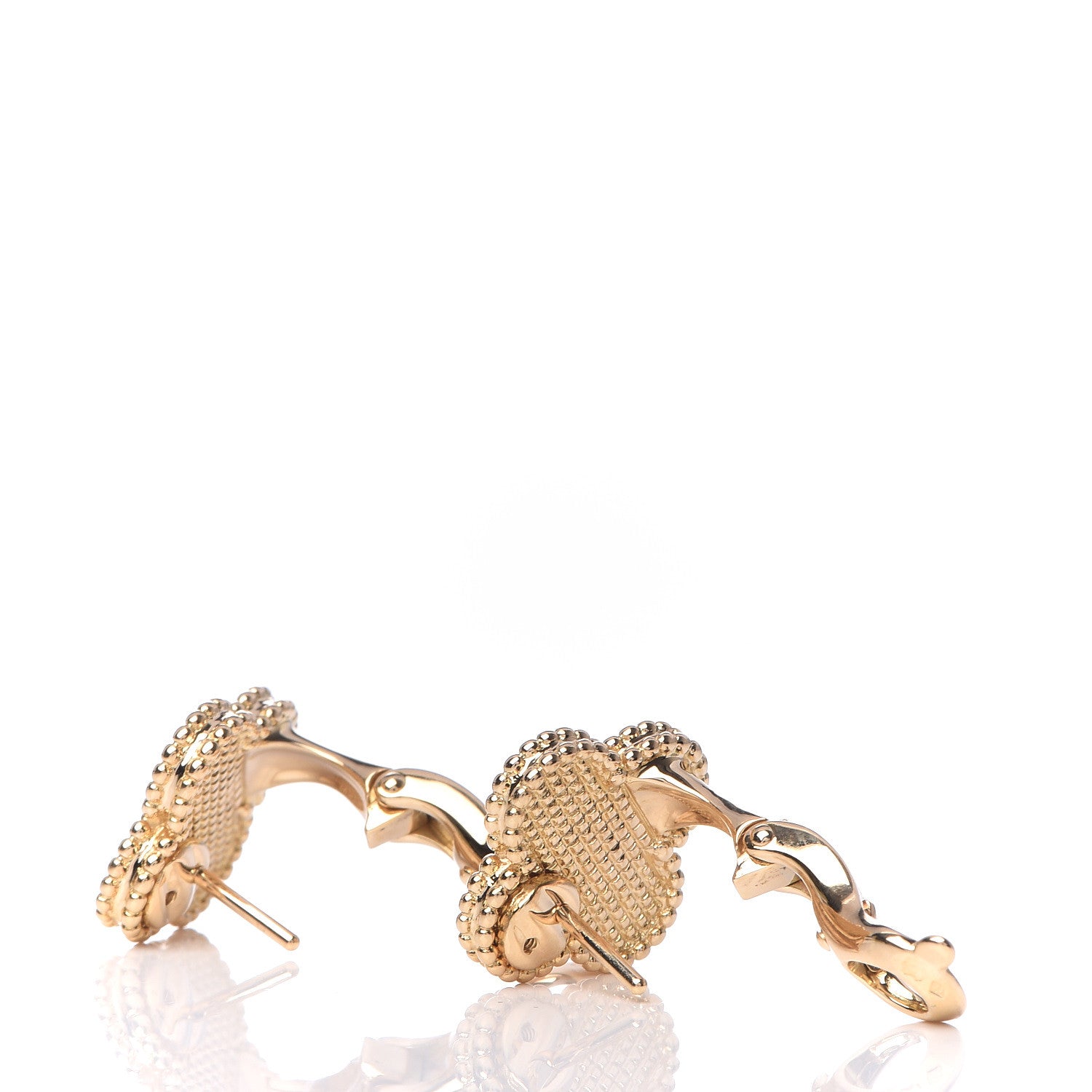 Van Cleef & Arpels 18K Yellow Gold Vintage Alhambra Earrings 3 of 5