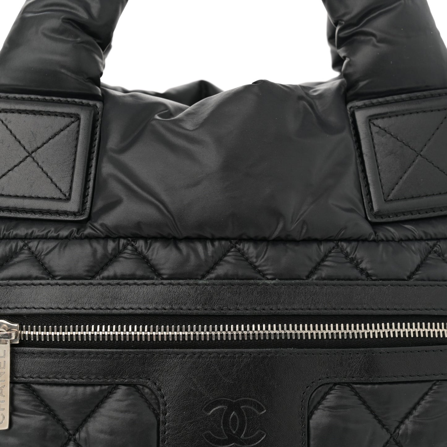 Nylon Quilted Small Coco Cocoon Tote Black