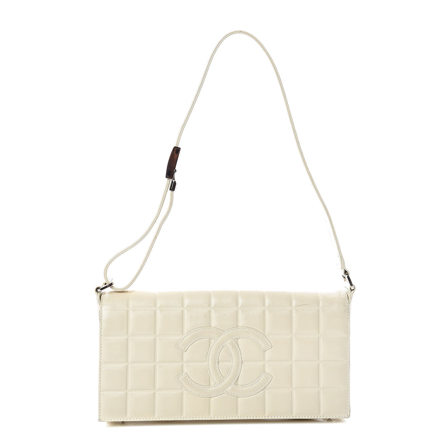 Lambskin Chocolate Bar Quilted CC Flap White