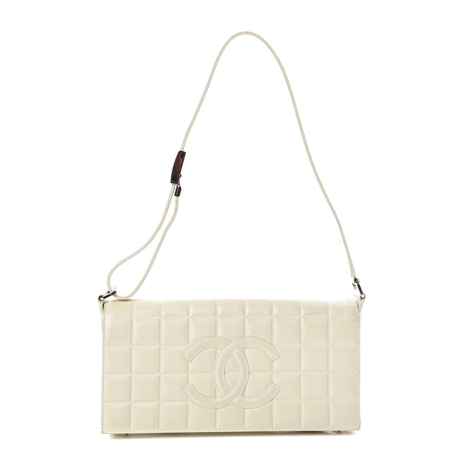 Chanel Lambskin Chocolate Bar Quilted CC Flap White 1 of 14